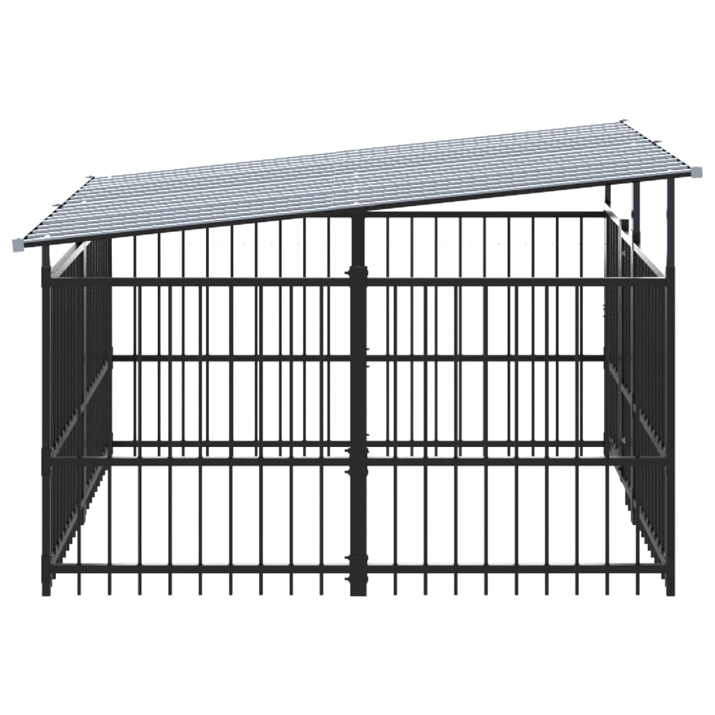 Outdoor Dog Kennel with Roof Steel 3.75 m²