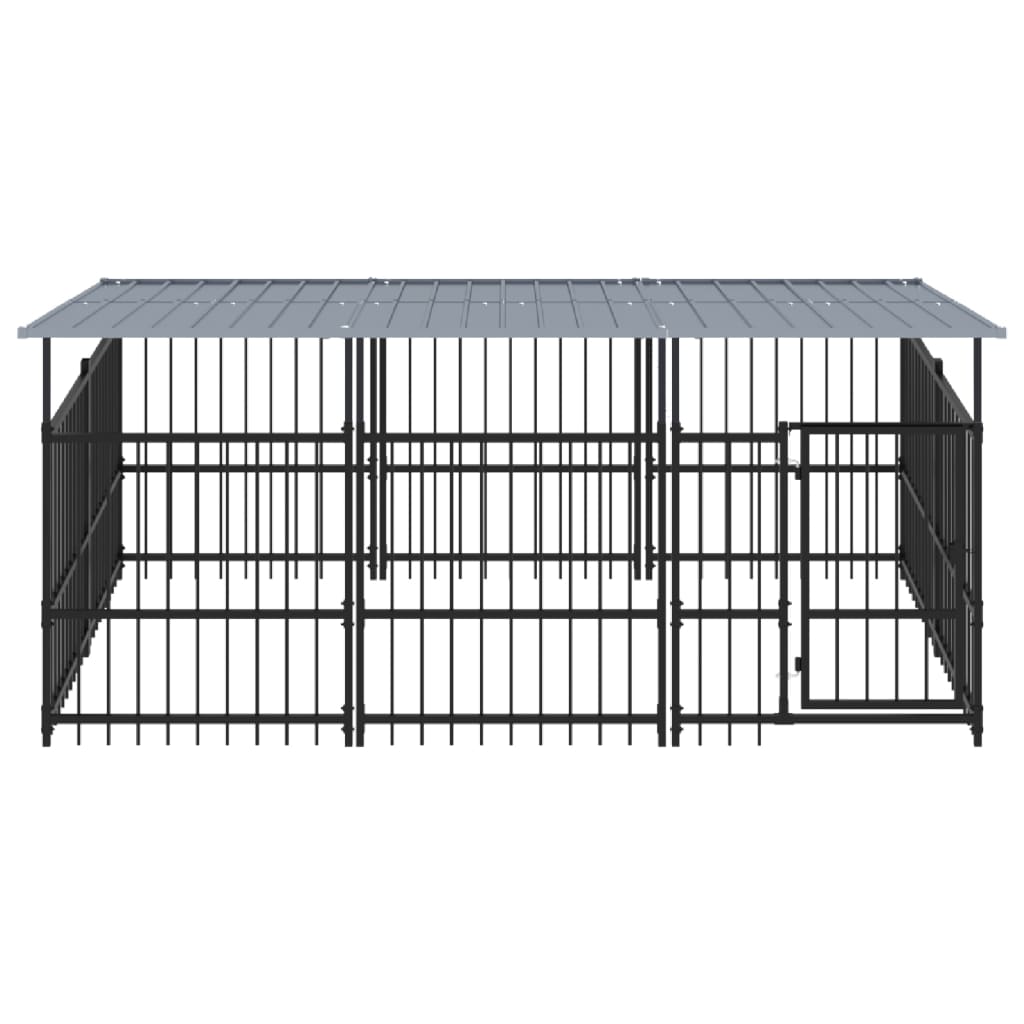Outdoor Dog Kennel with Roof Steel 5.63 m²