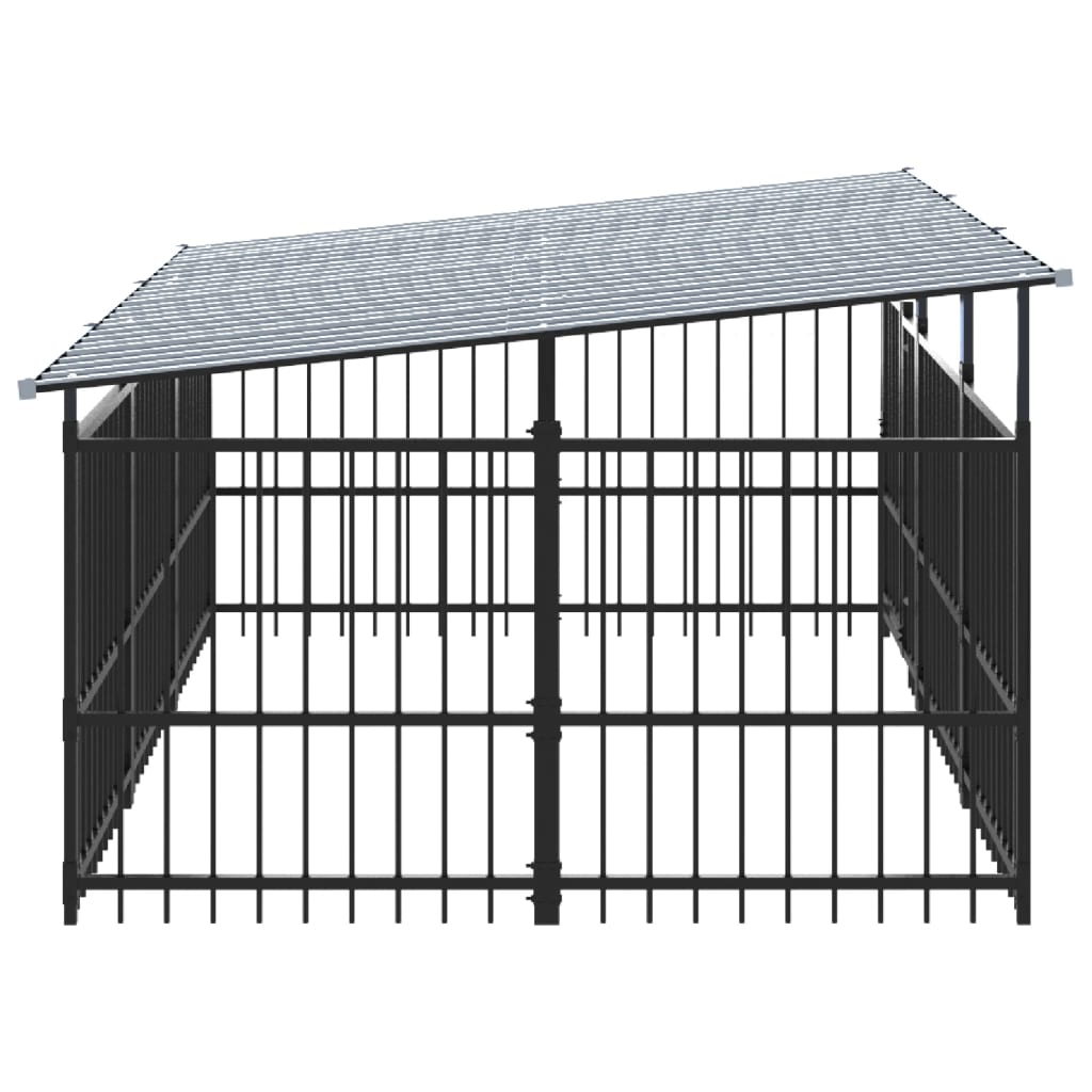 Outdoor Dog Kennel with Roof Steel 5.63 m²