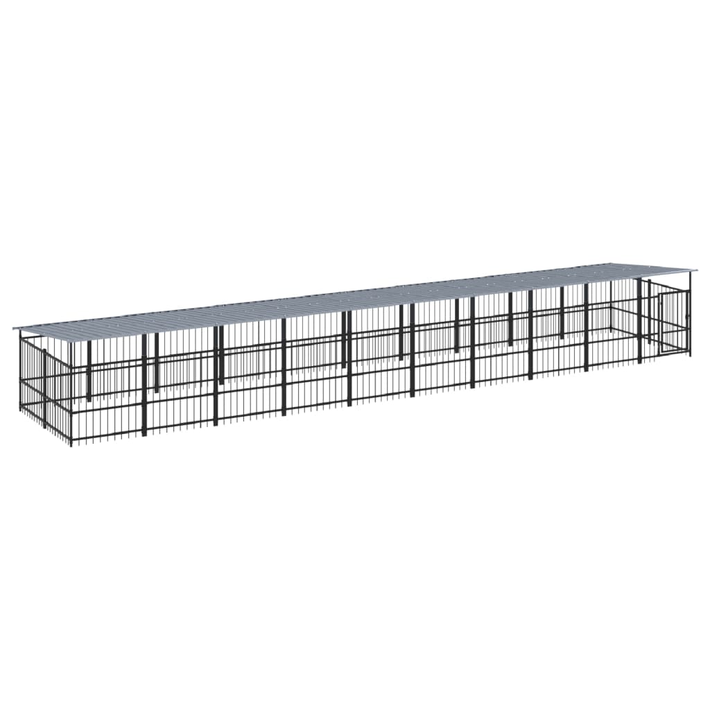 Outdoor Dog Kennel with Roof Steel 18.77 m²
