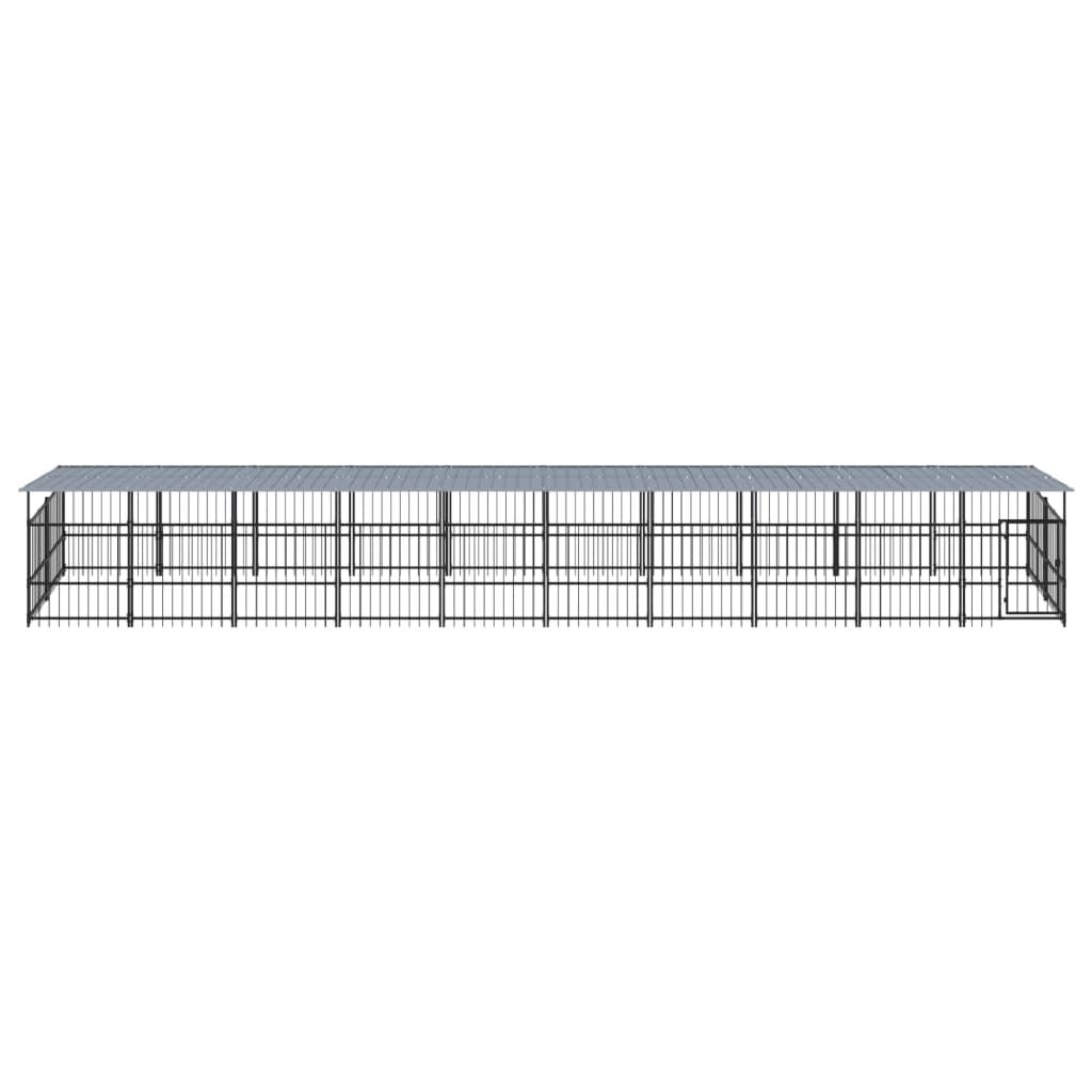 Outdoor Dog Kennel with Roof Steel 18.77 m²