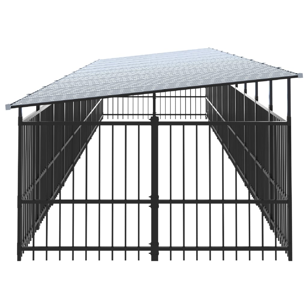 Outdoor Dog Kennel with Roof Steel 18.77 m²