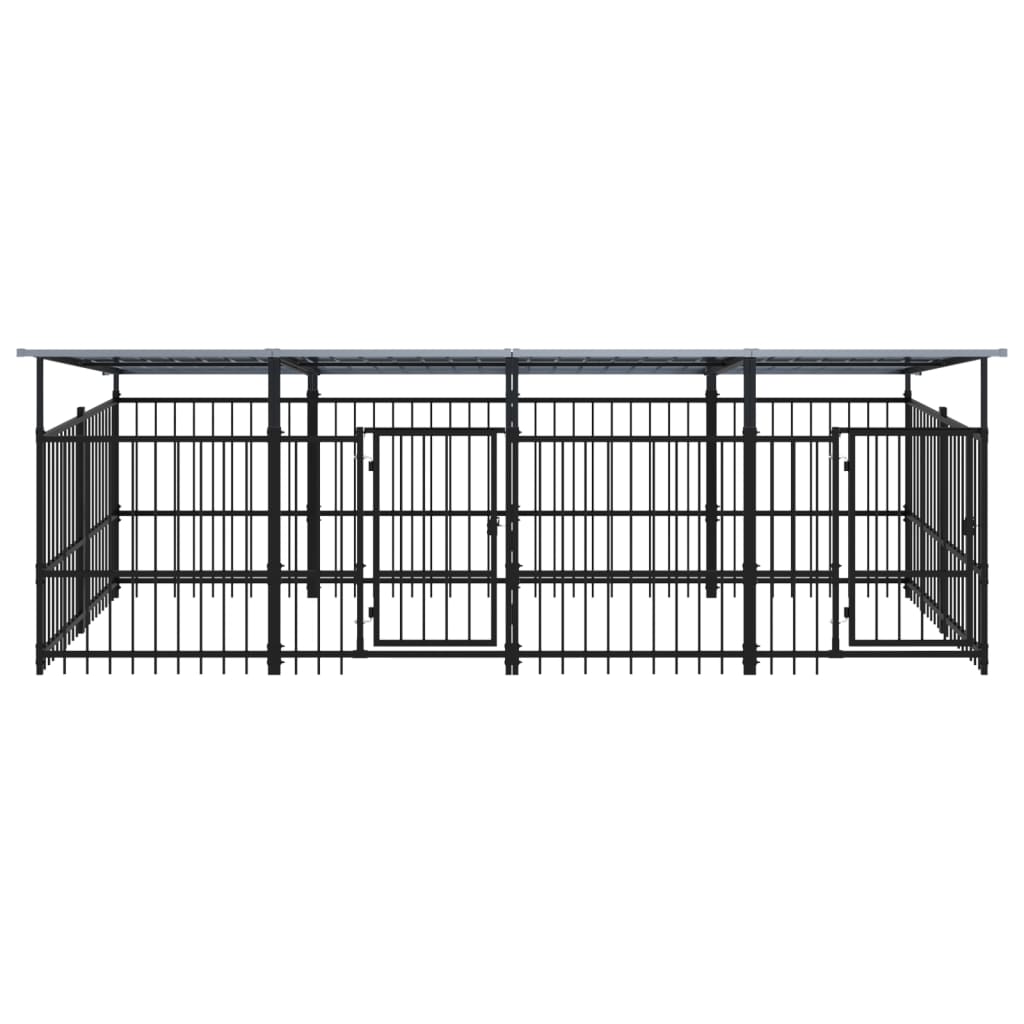 Outdoor Dog Kennel with Roof Steel 7.51 m²