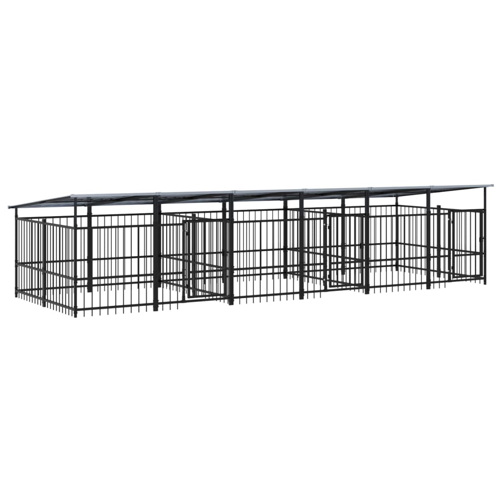 Outdoor Dog Kennel with Roof Steel 11.26 m²