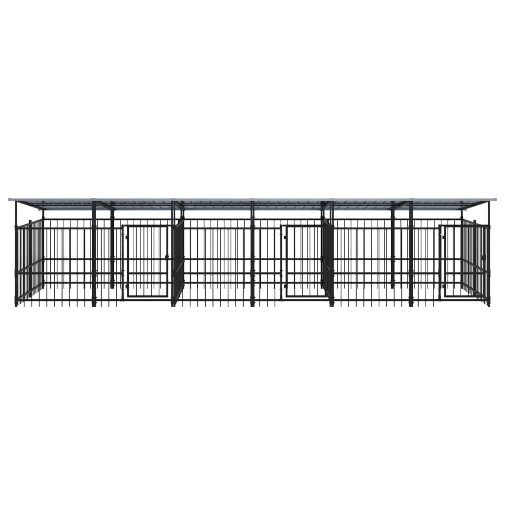 Outdoor Dog Kennel with Roof Steel 11.26 m²