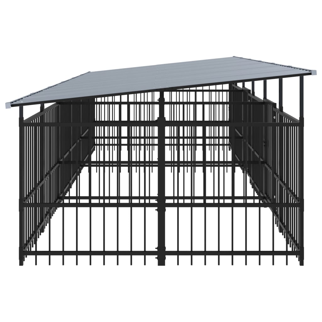 Outdoor Dog Kennel with Roof Steel 11.26 m²