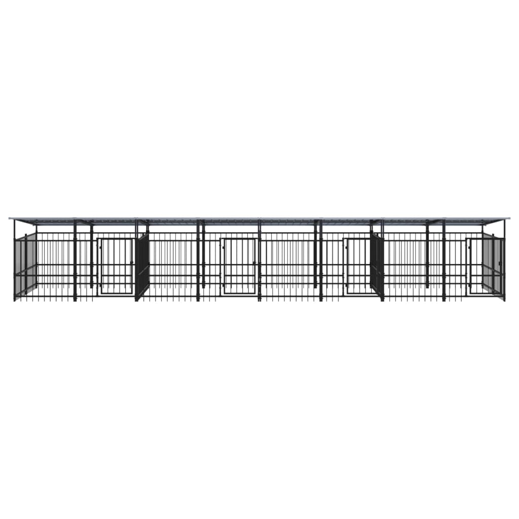 Outdoor Dog Kennel with Roof Steel 15.02 m²