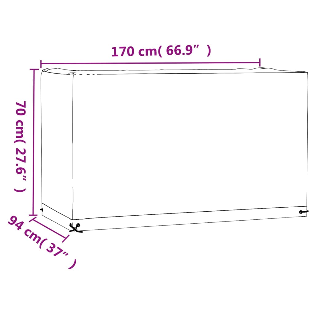 Garden Furniture Covers 2 pcs 8 Eyelets 170x94x70 cm Rectangular