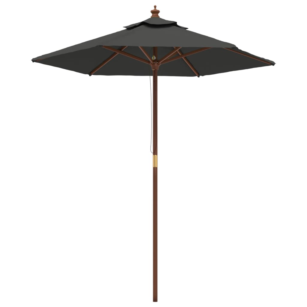 Garden Parasol with Wooden Pole Anthracite 196x231 cm