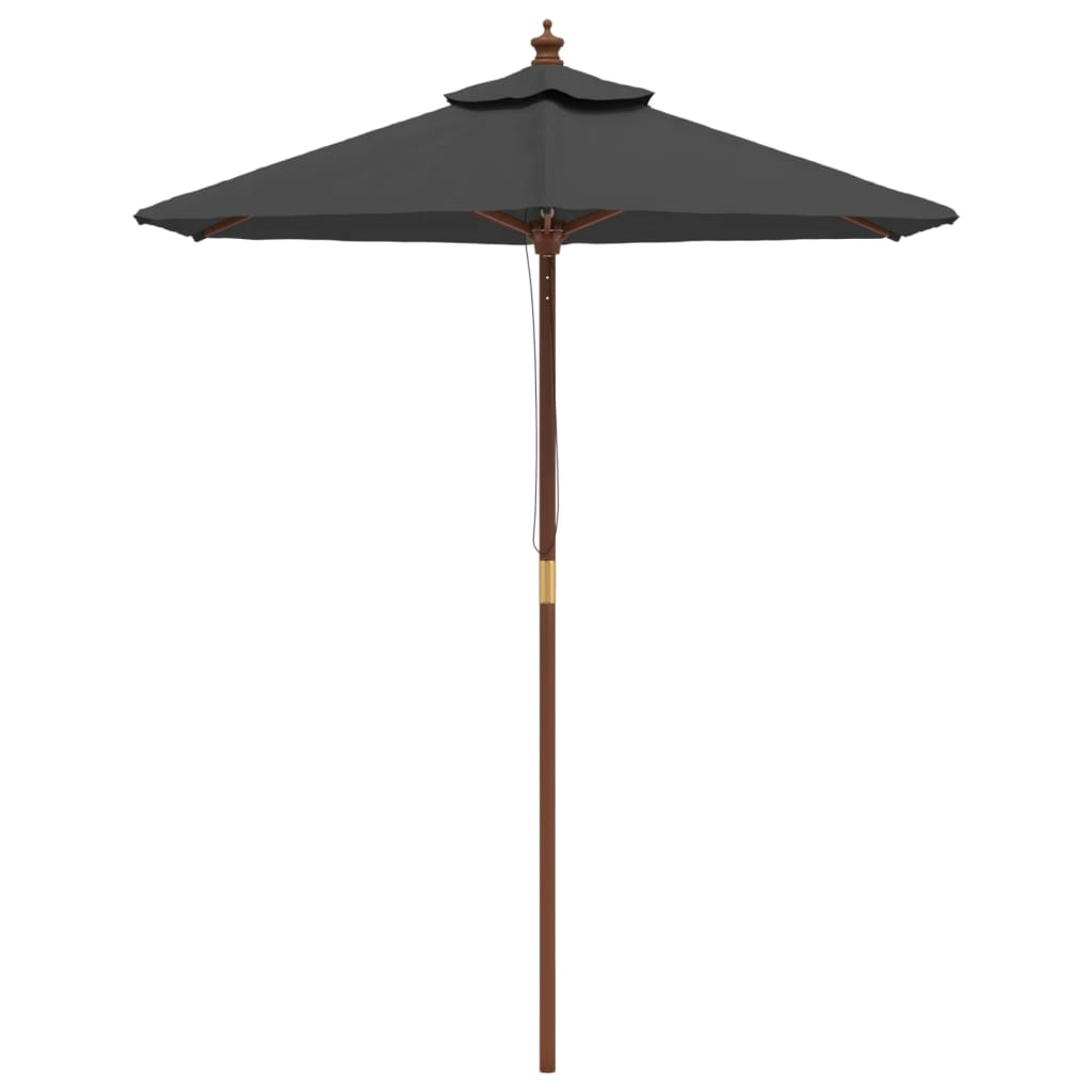 Garden Parasol with Wooden Pole Anthracite 196x231 cm