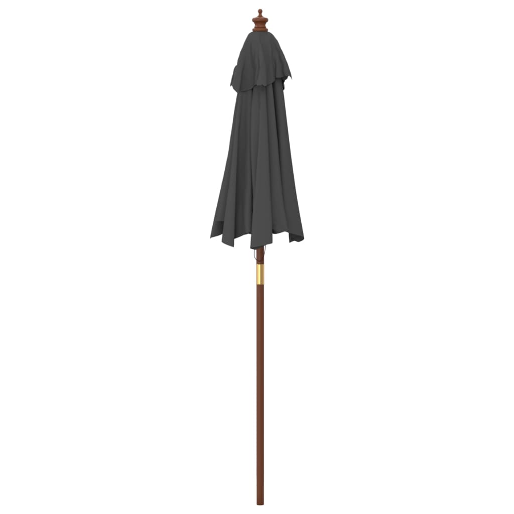 Garden Parasol with Wooden Pole Anthracite 196x231 cm
