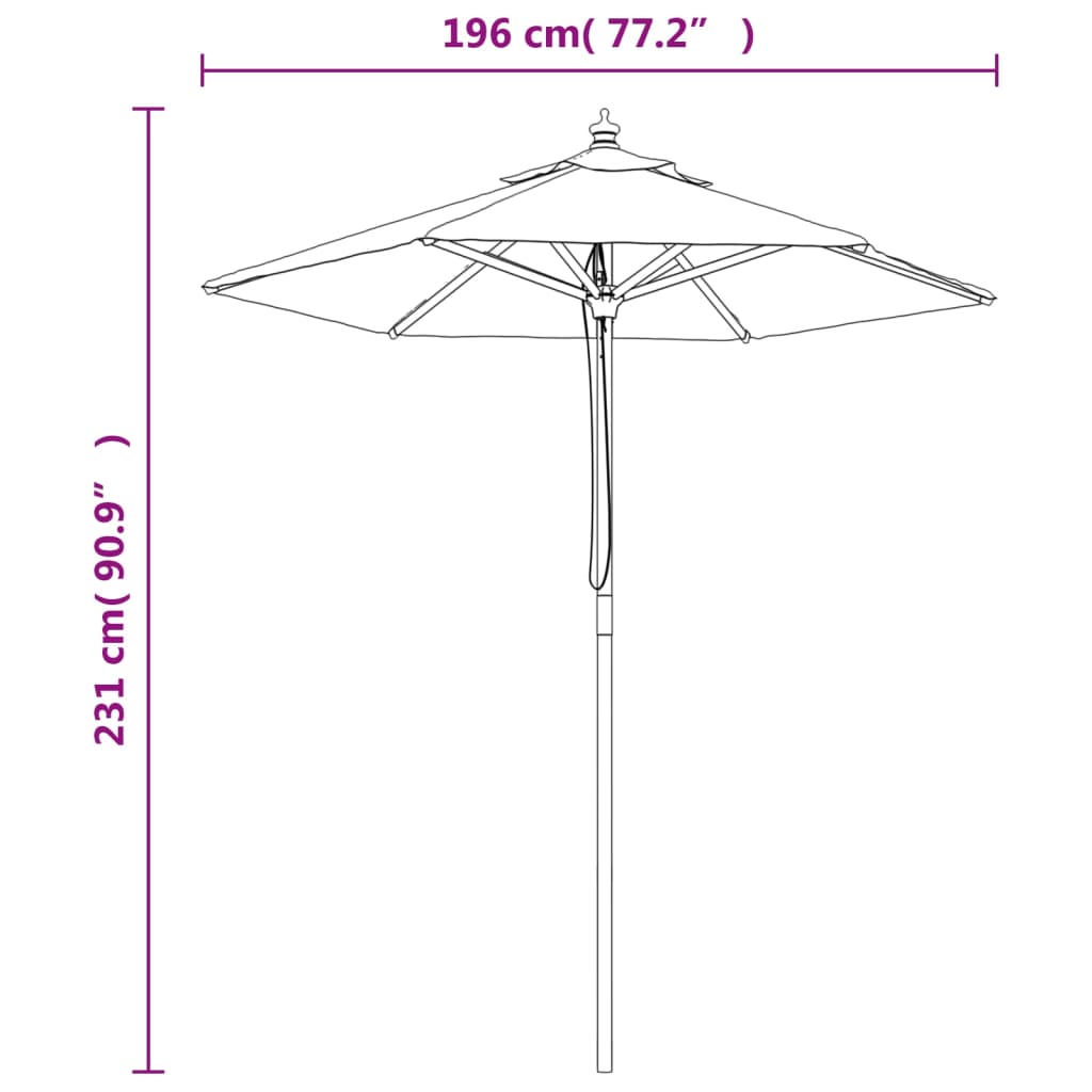 Garden Parasol with Wooden Pole Anthracite 196x231 cm