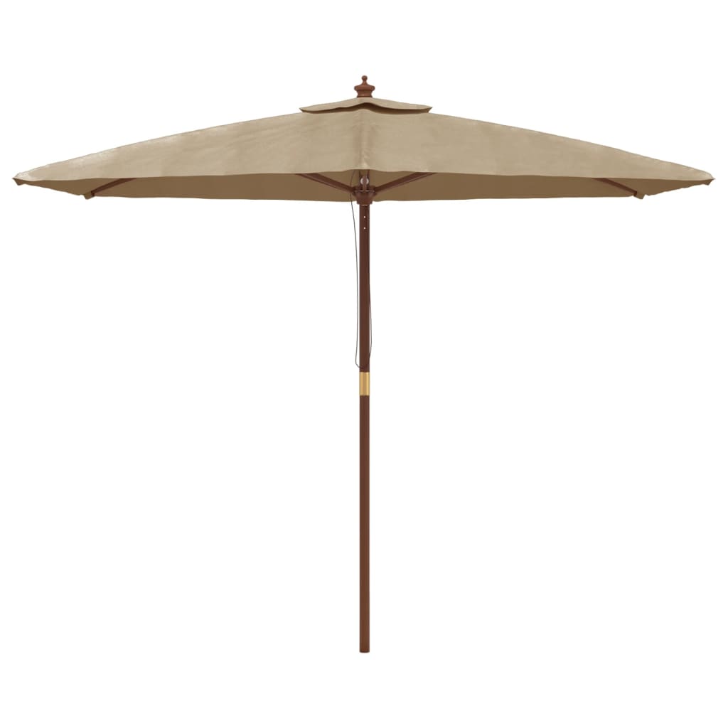 Garden Parasol with Wooden Pole Taupe 299x240 cm