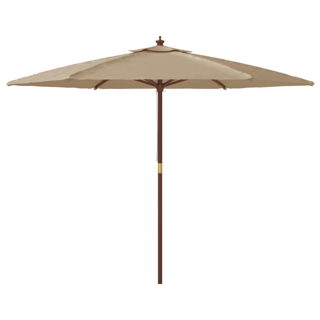 Garden Parasol with Wooden Pole Taupe 299x240 cm