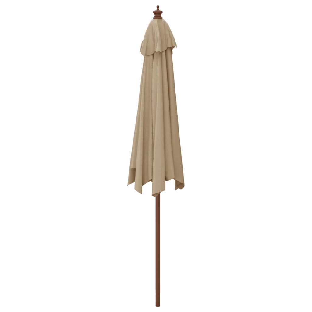 Garden Parasol with Wooden Pole Taupe 299x240 cm