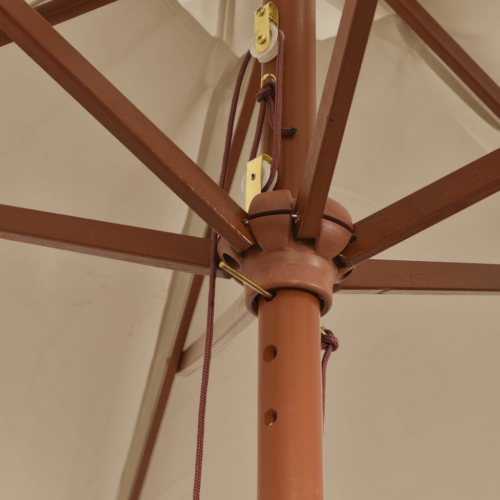 Garden Parasol with Wooden Pole Taupe 299x240 cm