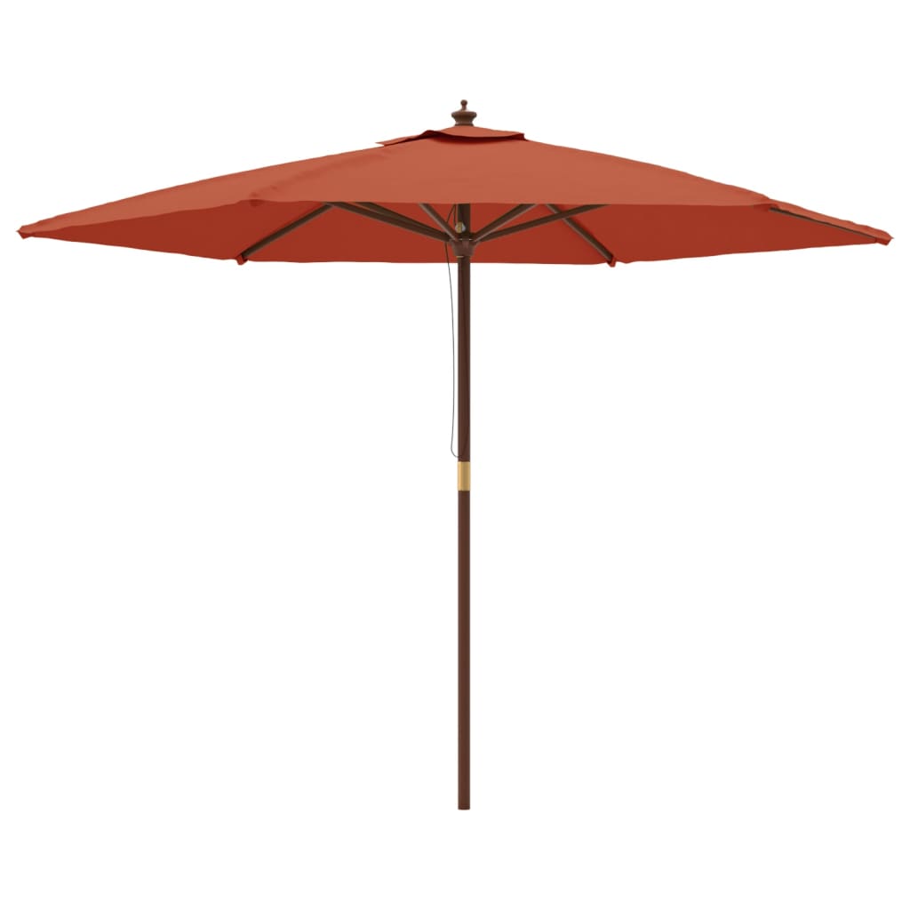 Garden Parasol with Wooden Pole Terracotta 299x240 cm