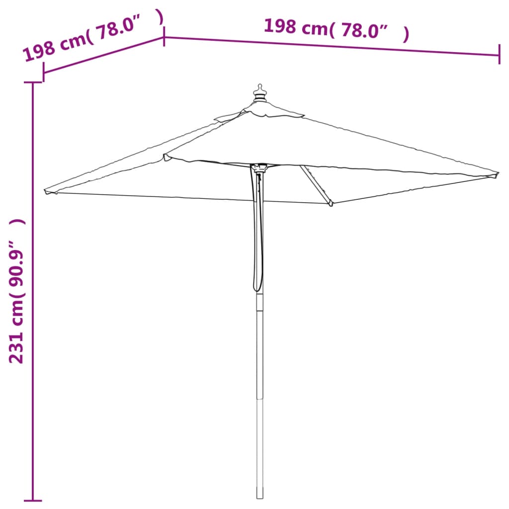 Garden Parasol with Wooden Pole Terracotta 198x198x231 cm