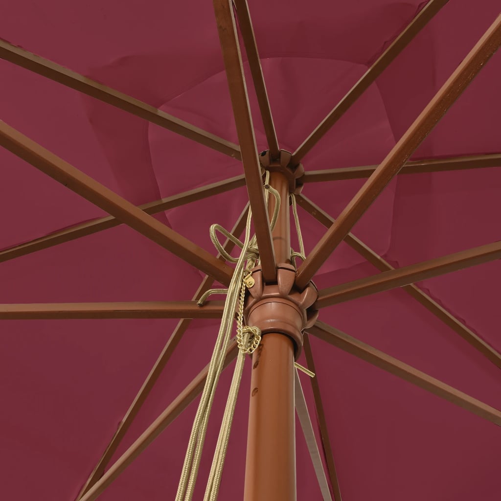 Garden Parasol with Wooden Pole Bordeaux Red 300x300x273 cm
