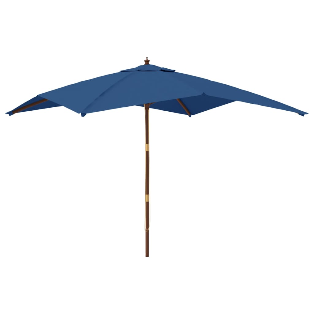 Garden Parasol with Wooden Pole Azure Blue 300x300x273 cm