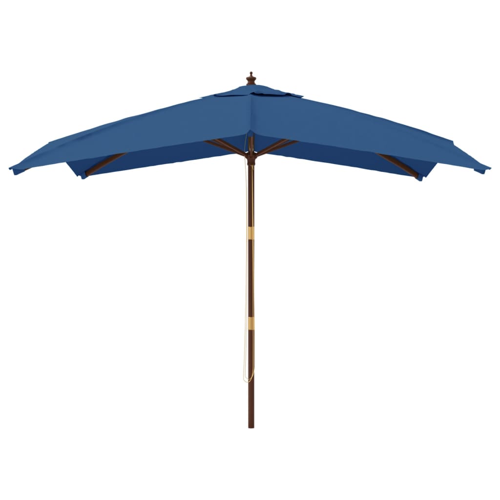 Garden Parasol with Wooden Pole Azure Blue 300x300x273 cm