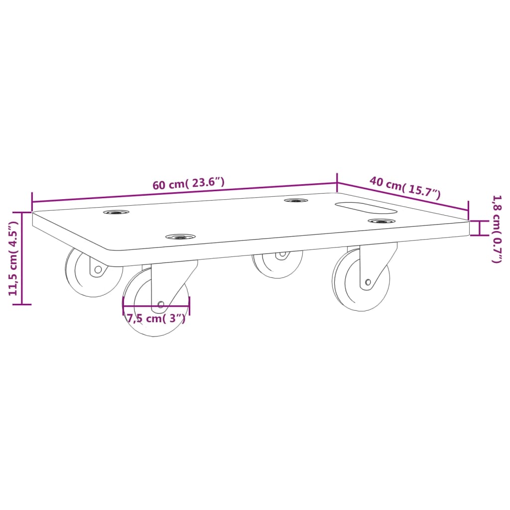 Transport Trolleys 2 pcs Rectangular 60x40x11.5 cm