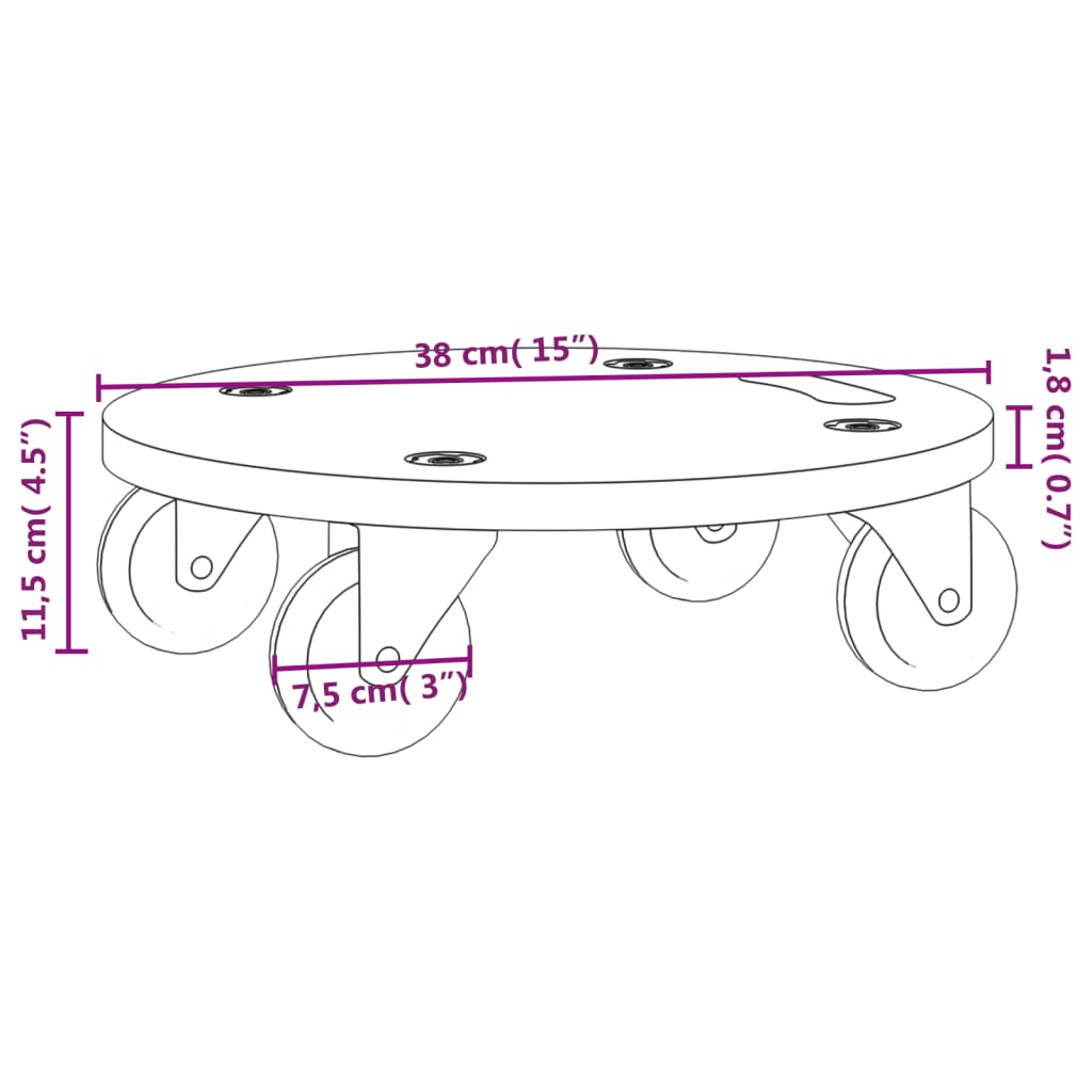 Transport Trolleys 2 pcs Round Ø38x11.5 cm
