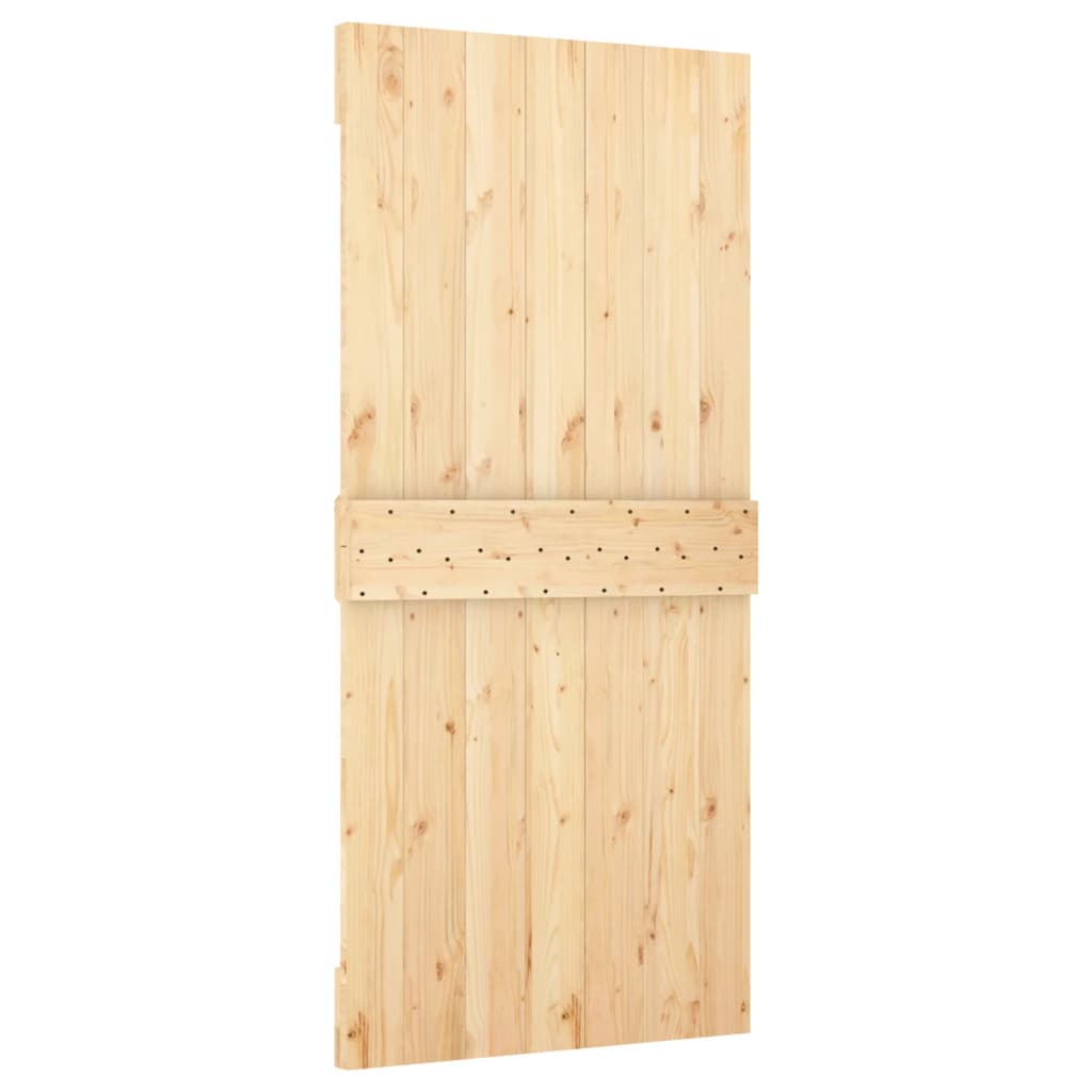 Sliding Door with Hardware Set 95x210 cm Solid Wood Pine