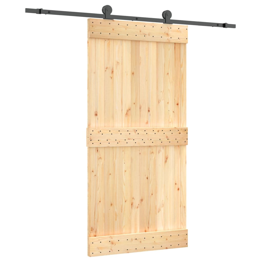 Sliding Door with Hardware Set 100x210 cm Solid Wood Pine