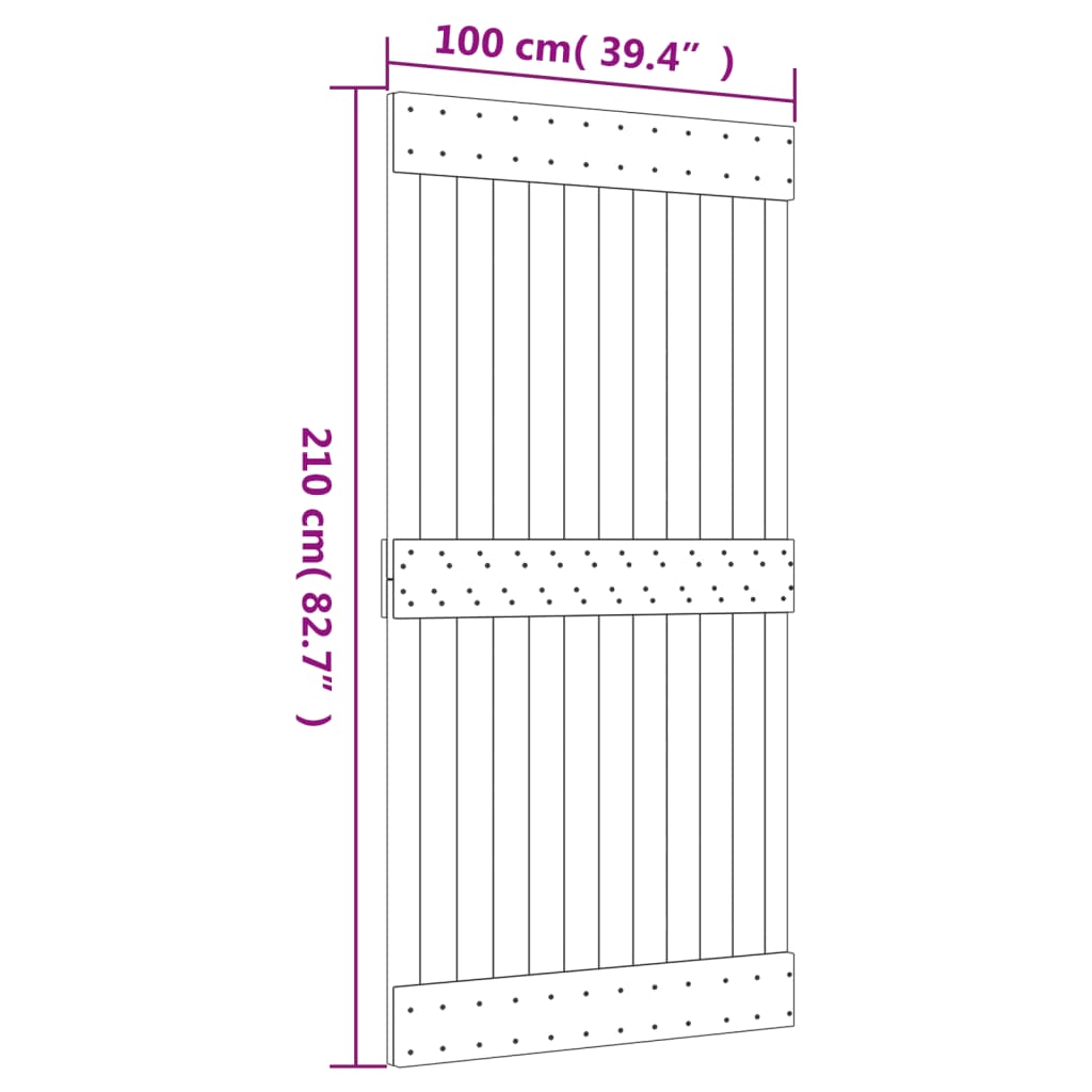 Sliding Door with Hardware Set 100x210 cm Solid Wood Pine
