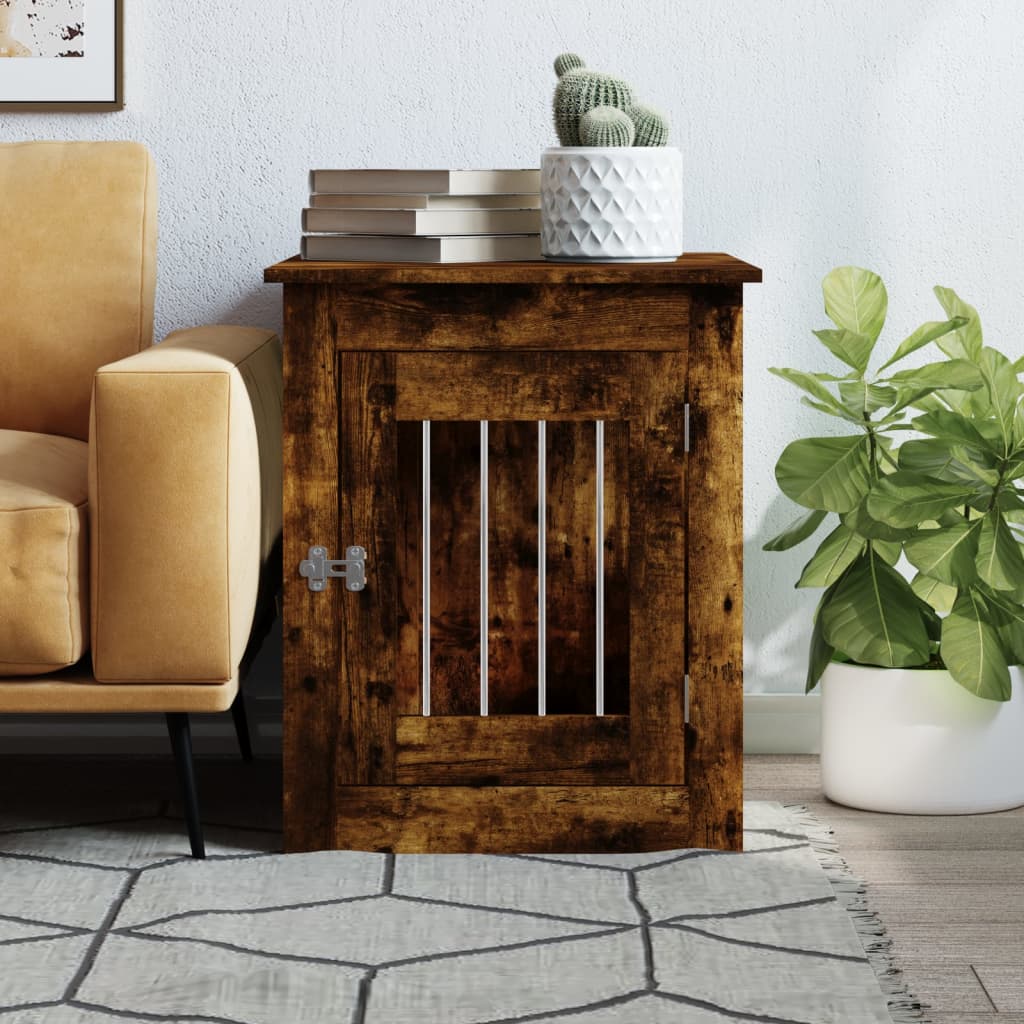 Dog Crate Furniture Smoked Oak 55x75x65 cm Engineered Wood