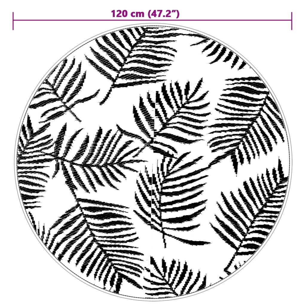 Outdoor Carpet ARAKIL White and Black Ø120 cm PP