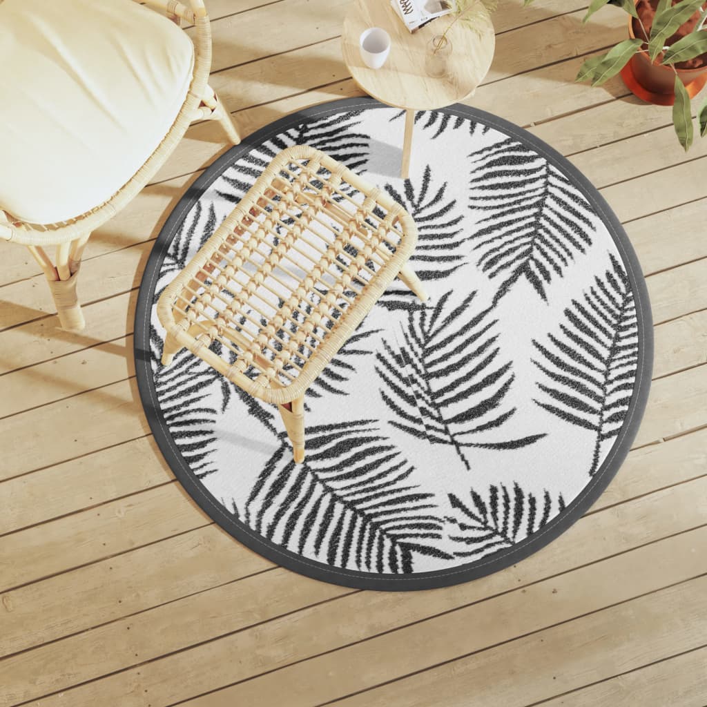 Outdoor Carpet ARAKIL White and Black Ø120 cm PP