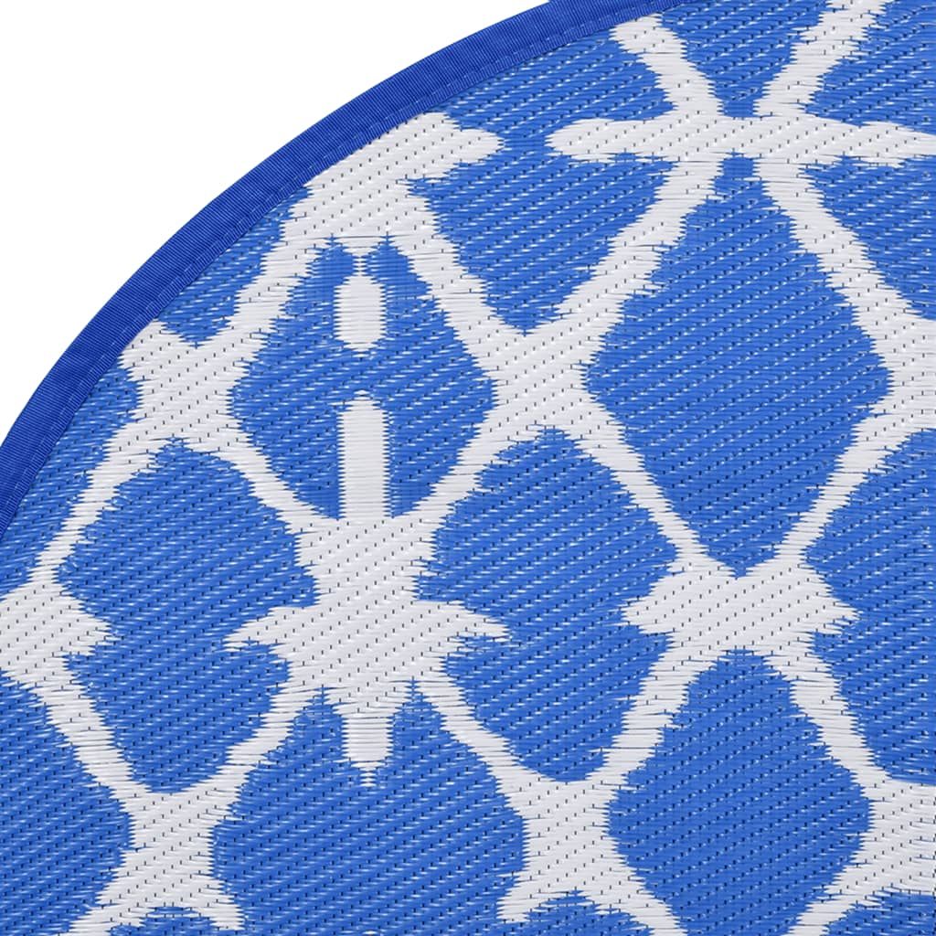 Outdoor Carpet ARAKIL Blue and White Ø120 cm PP