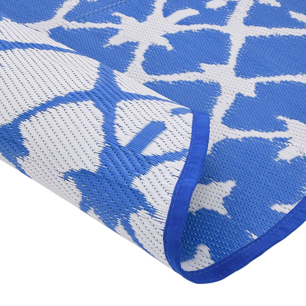 Outdoor Carpet ARAKIL Blue and White Ø120 cm PP