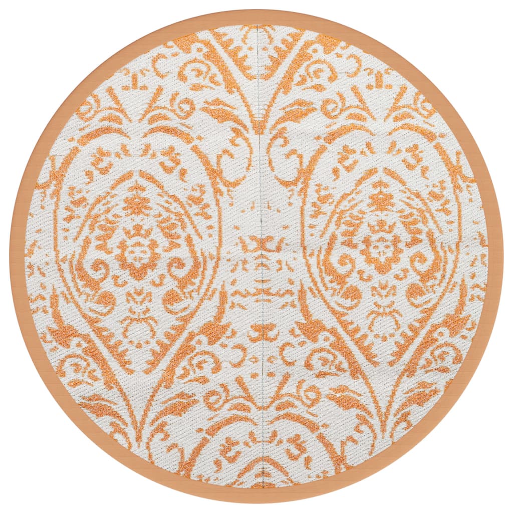 Outdoor Carpet ARAKIL Orange and White Ø120 cm PP