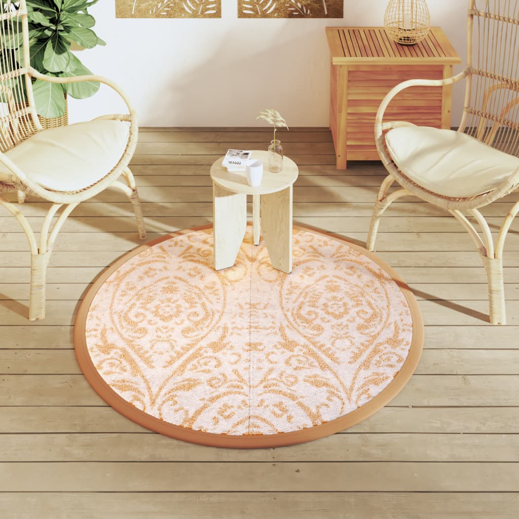 Outdoor Carpet ARAKIL Orange and White Ø120 cm PP