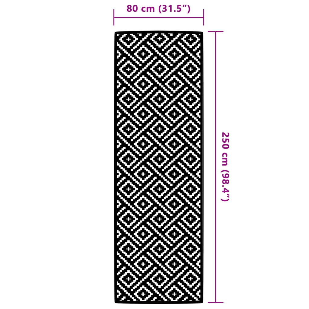 Outdoor Carpet ARAKIL White and Black 80x250 cm PP