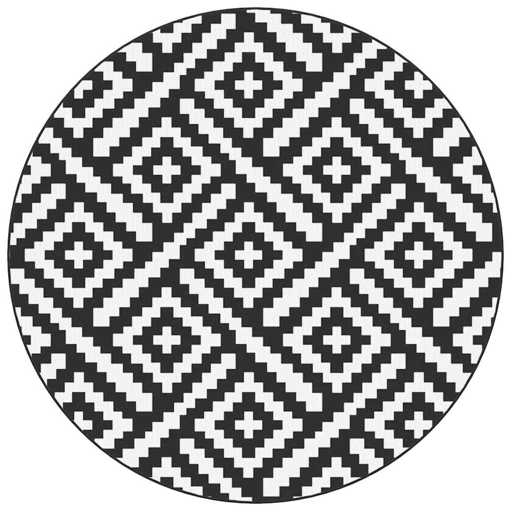 Outdoor Carpet ARAKIL White and Black Ø120 cm PP