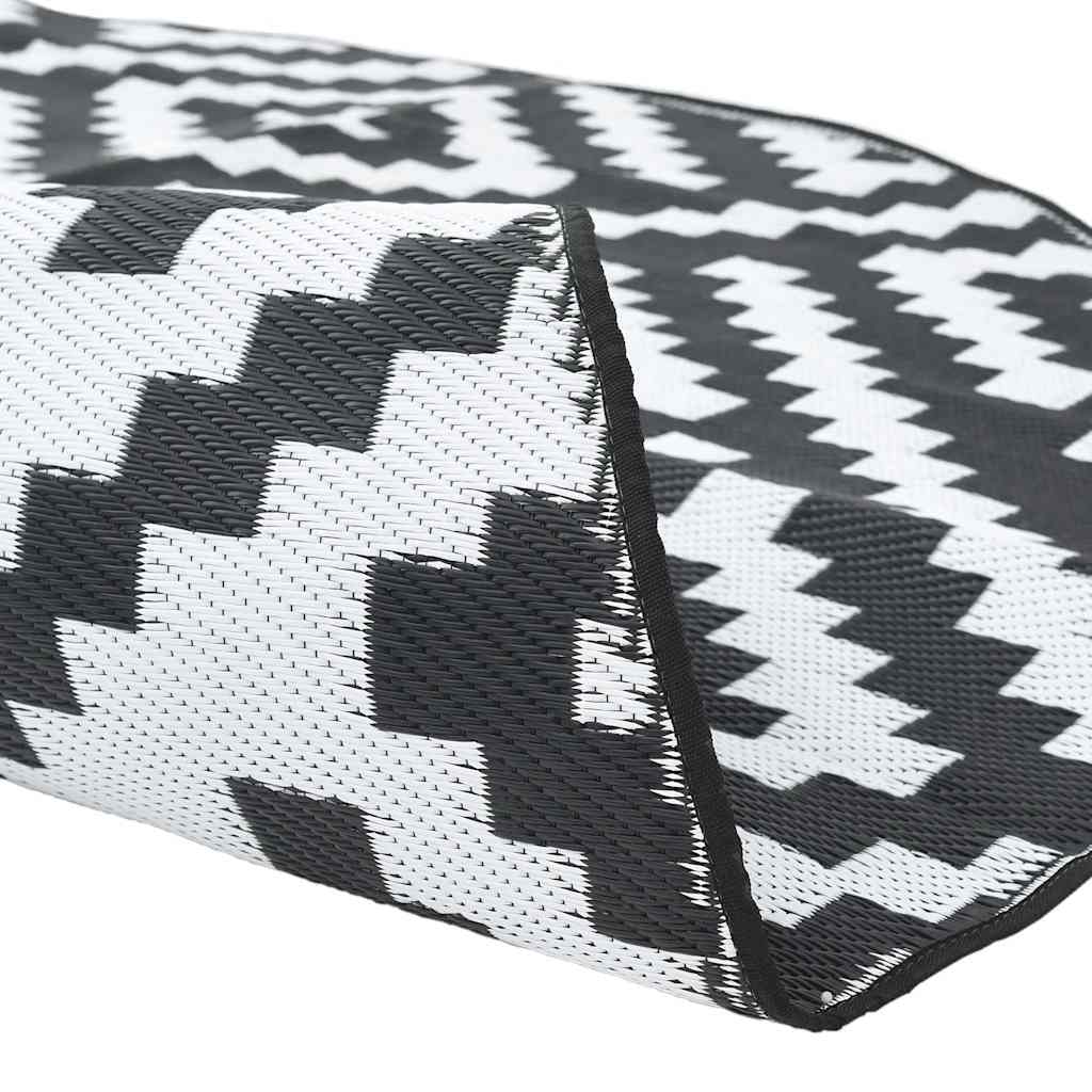 Outdoor Carpet ARAKIL White and Black Ø120 cm PP