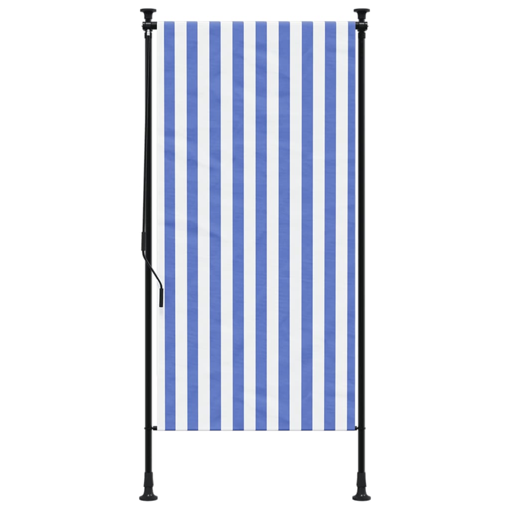 Outdoor Roller Blind Blue and White 100x270 cm Fabric&Steel