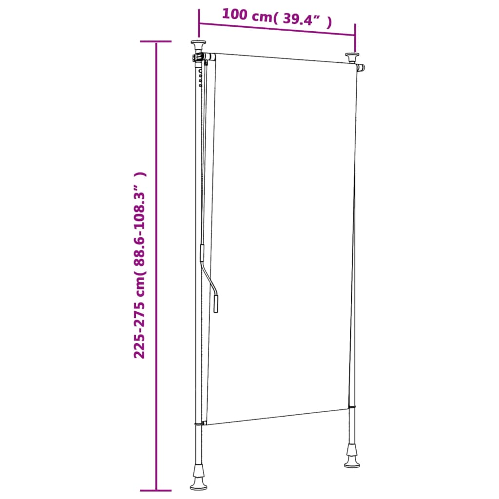 Outdoor Roller Blind Blue and White 100x270 cm Fabric&Steel