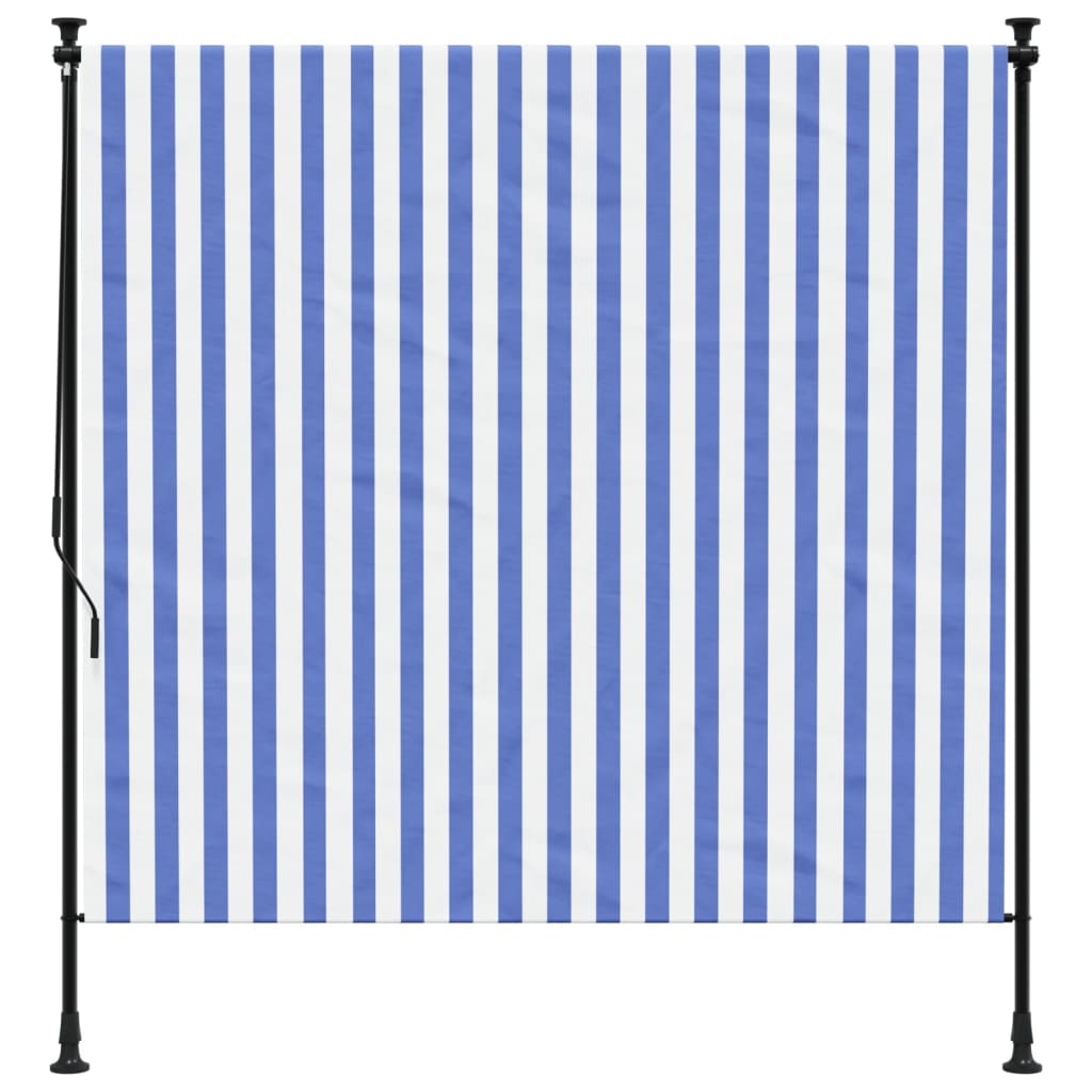Outdoor Roller Blind Blue and White 150x270 cm Fabric&Steel