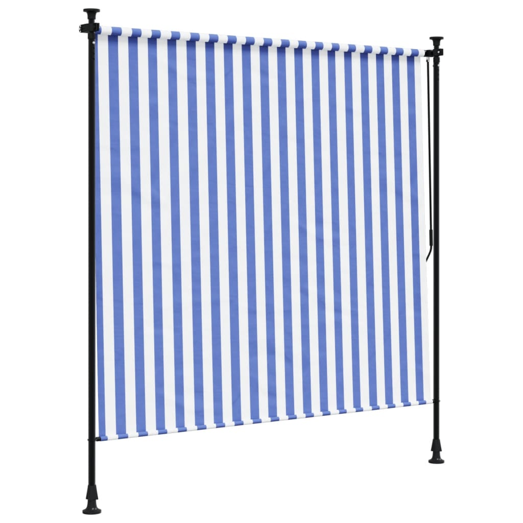 Outdoor Roller Blind Blue and White 150x270 cm Fabric&Steel