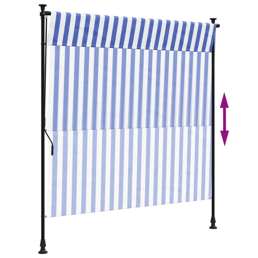 Outdoor Roller Blind Blue and White 150x270 cm Fabric&Steel