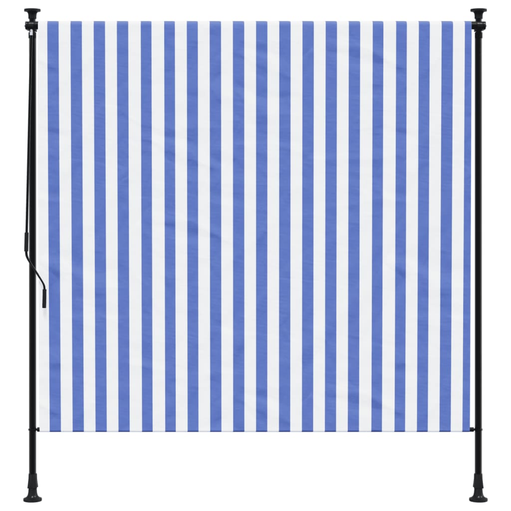 Outdoor Roller Blind Blue and White 200x270 cm Fabric&Steel