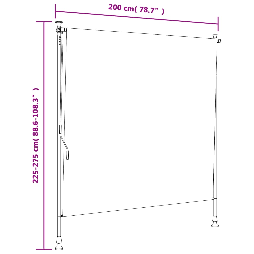 Outdoor Roller Blind Blue and White 200x270 cm Fabric&Steel