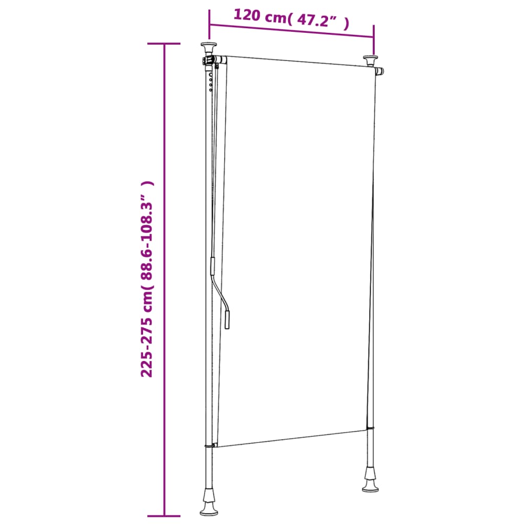 Outdoor Roller Blind Yellow and White 120x270 cm Fabric&Steel