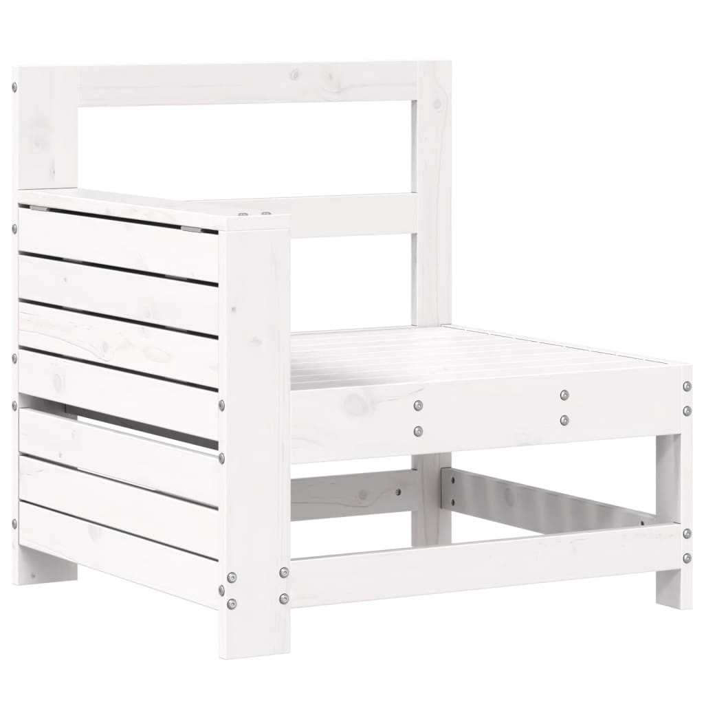 10 Piece Garden Sofa Set White Solid Wood Pine