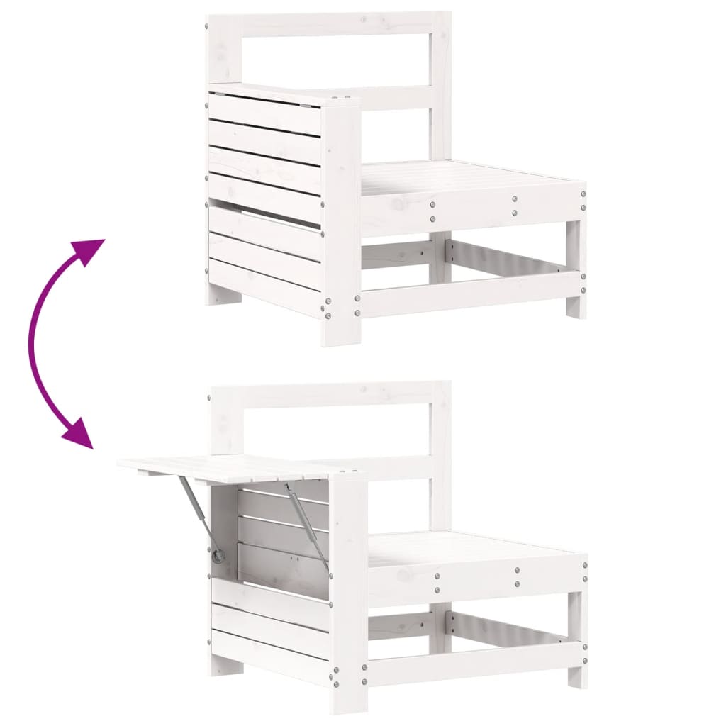 10 Piece Garden Sofa Set White Solid Wood Pine